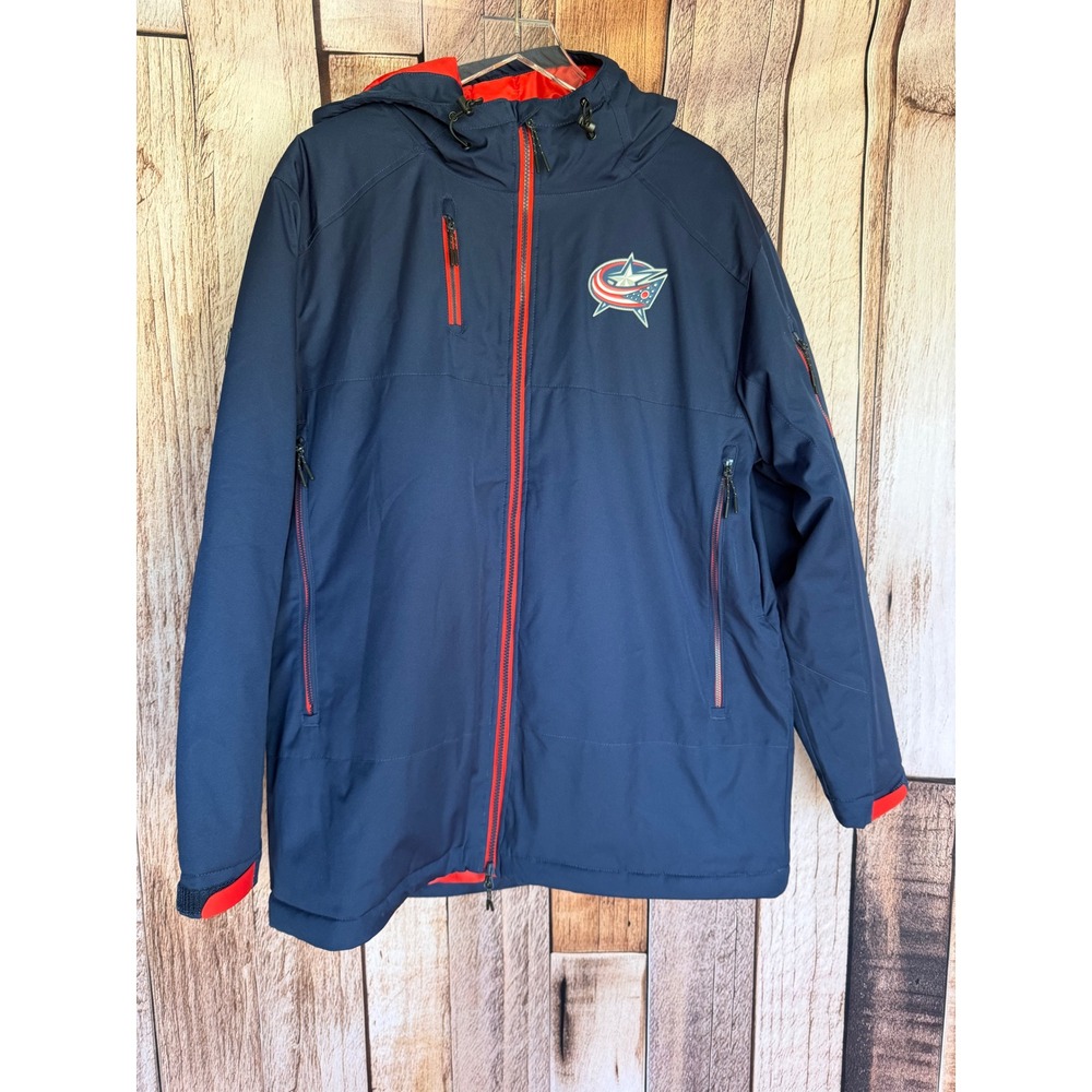 Fanatics NHL Blue Jackets Hooded Coat Navy‎ Winter Hockey Insulated Winter  XL